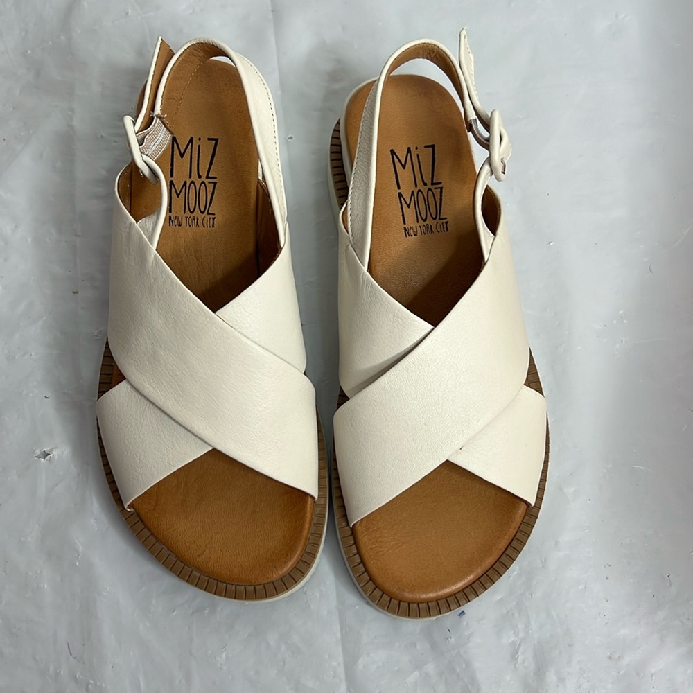 Miz Mooz Women's Leather Backstrap Crossover Sandals Ella Ivory